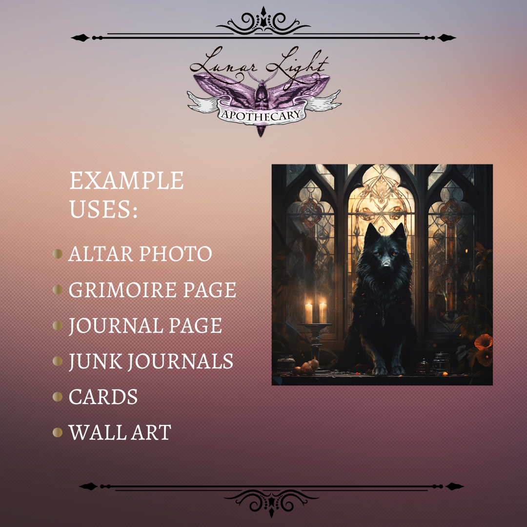 Wolf Familiar Altar Image | Printable art