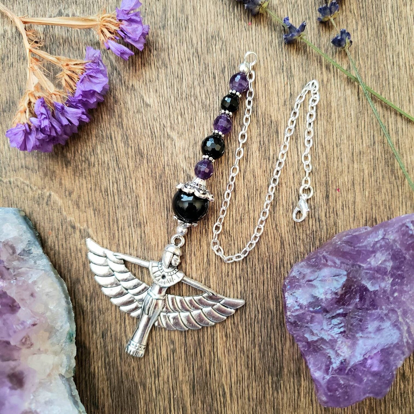 Protection Car Charm | Goddess Isis |rear view mirror accessory | Amethyst charm | mirror charm | travel safe | protection charm
