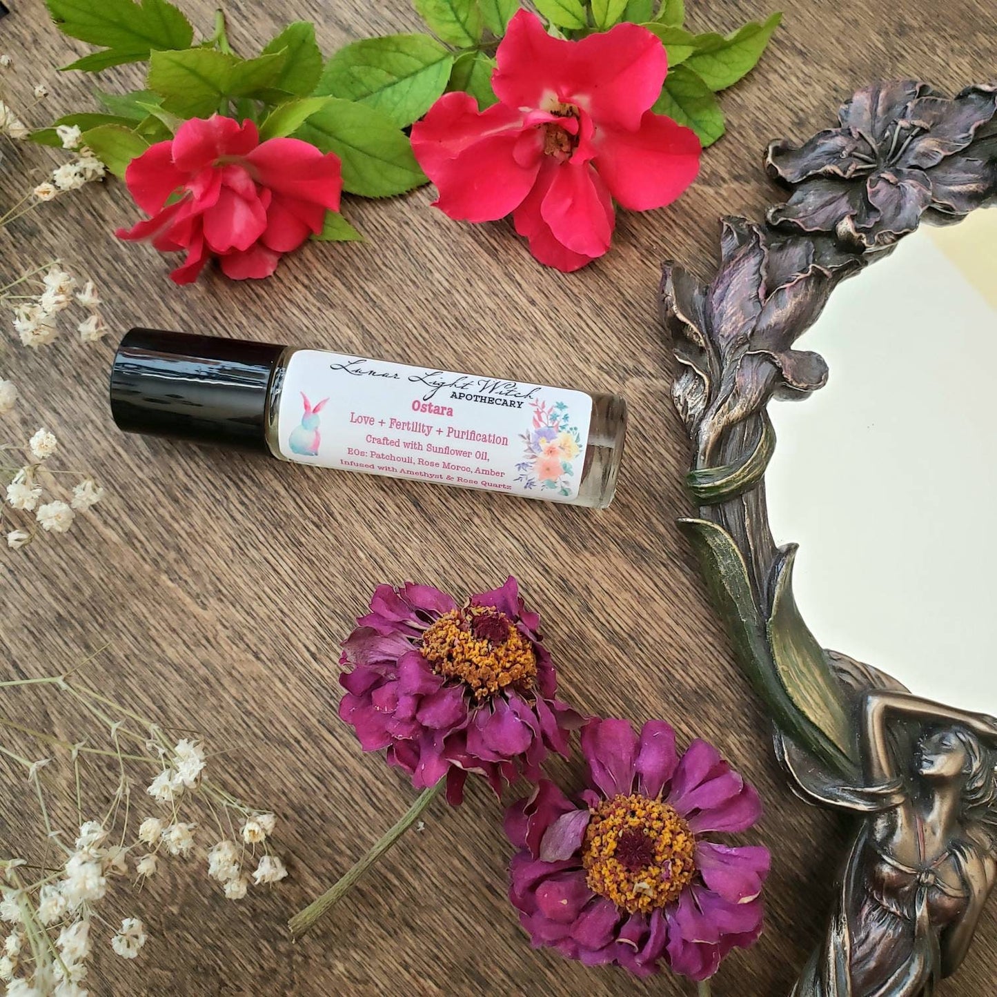 Ostara Rollon Oil | Ritual oil | Spring equinox | Love, Fertility, Protection |Rose maroc, Patchouli, Amber essential oils | manifest