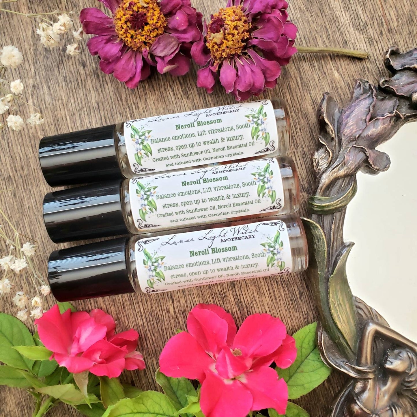 Neroli Oil Perfume | sunflower oil | carnelian | sacral chakra | balance emotions | lift vibrations | soothe stress | invite wealth