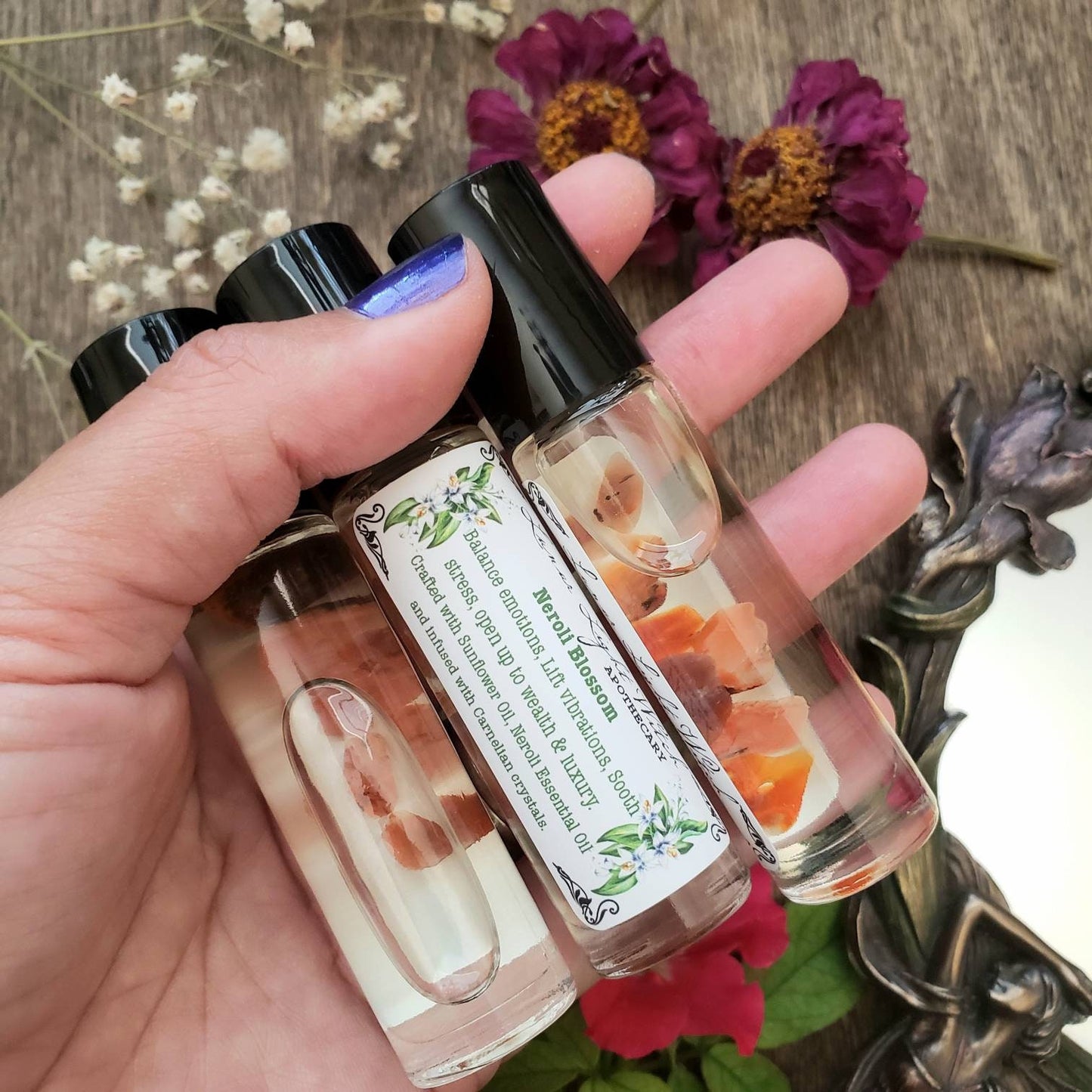 Neroli Oil Perfume | sunflower oil | carnelian | sacral chakra | balance emotions | lift vibrations | soothe stress | invite wealth