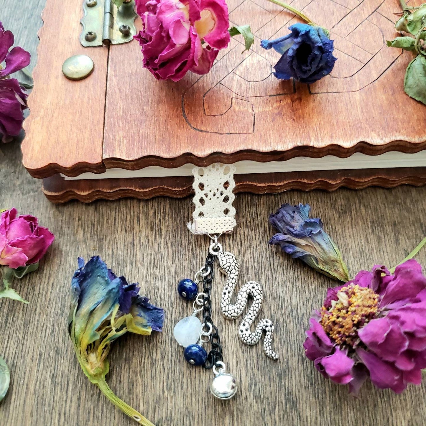 Grimoire Bookmark | Goddess Isis | Book of Shadows Bookmark | BOS bookmark | Witch book charm | journal dangle charms | Witch bells