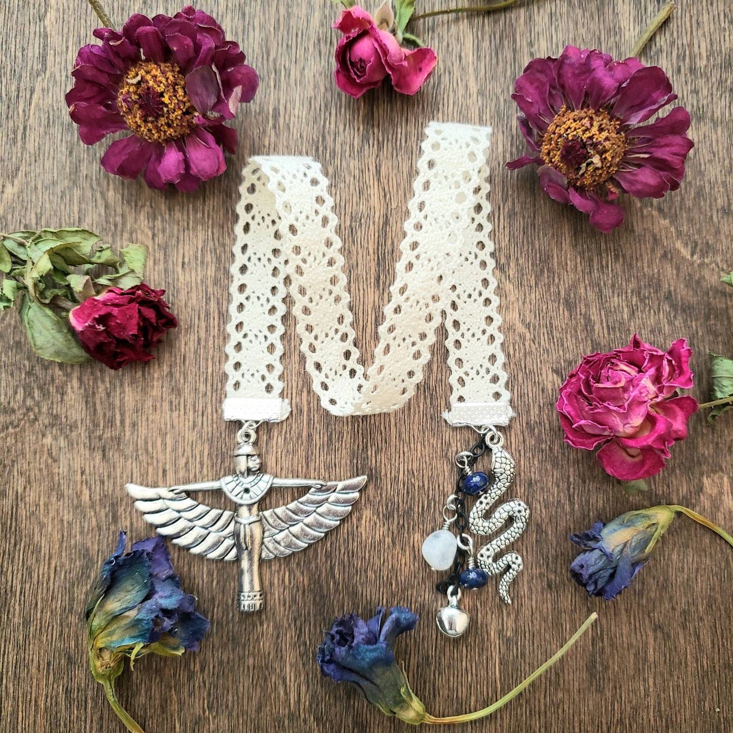 Grimoire Bookmark | Goddess Isis | Book of Shadows Bookmark | BOS bookmark | Witch book charm | journal dangle charms | Witch bells