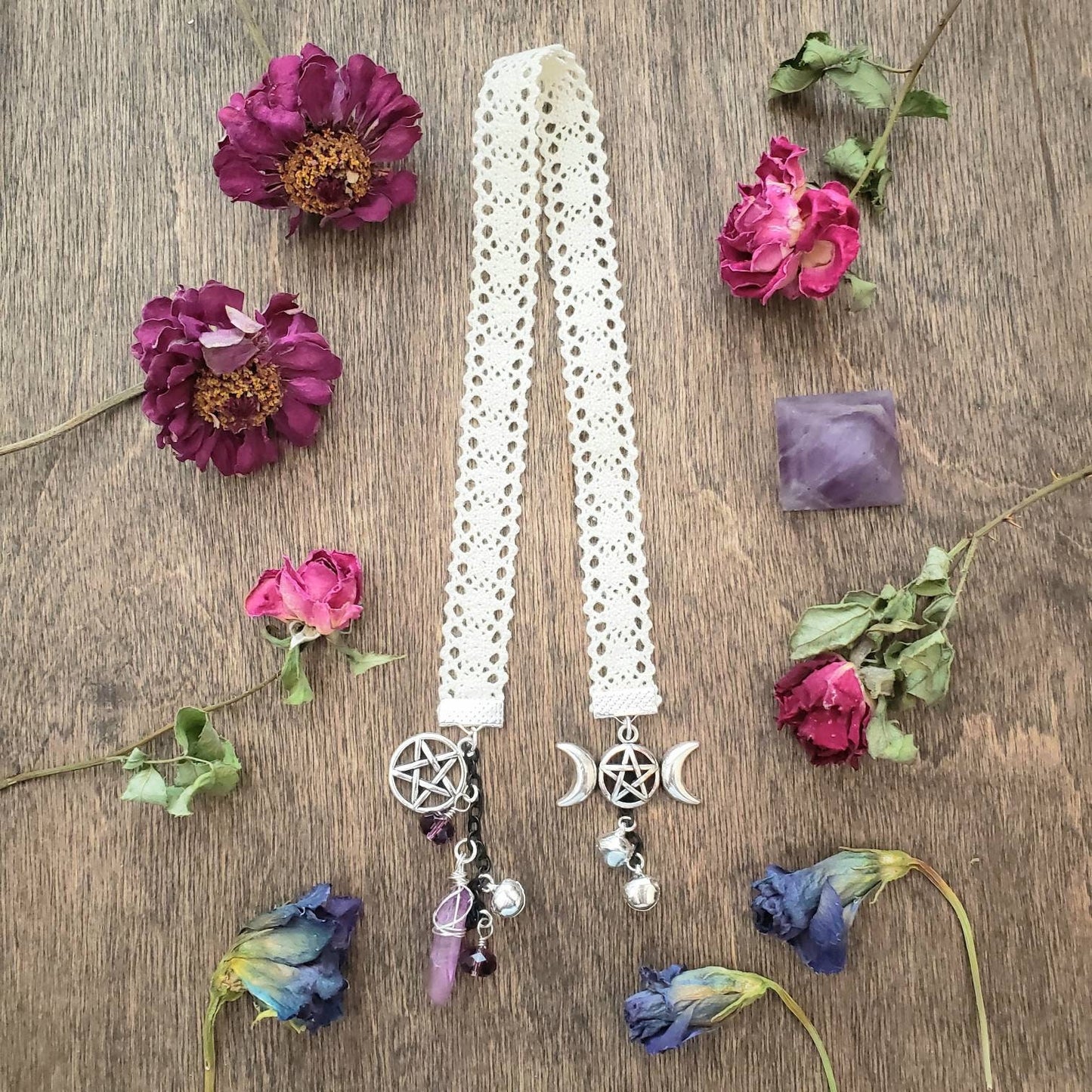 Grimoire Bookmark | Book of Shadows Bookmark | BOS bookmark | Witch book charm | journal dangle charms | Witch bells