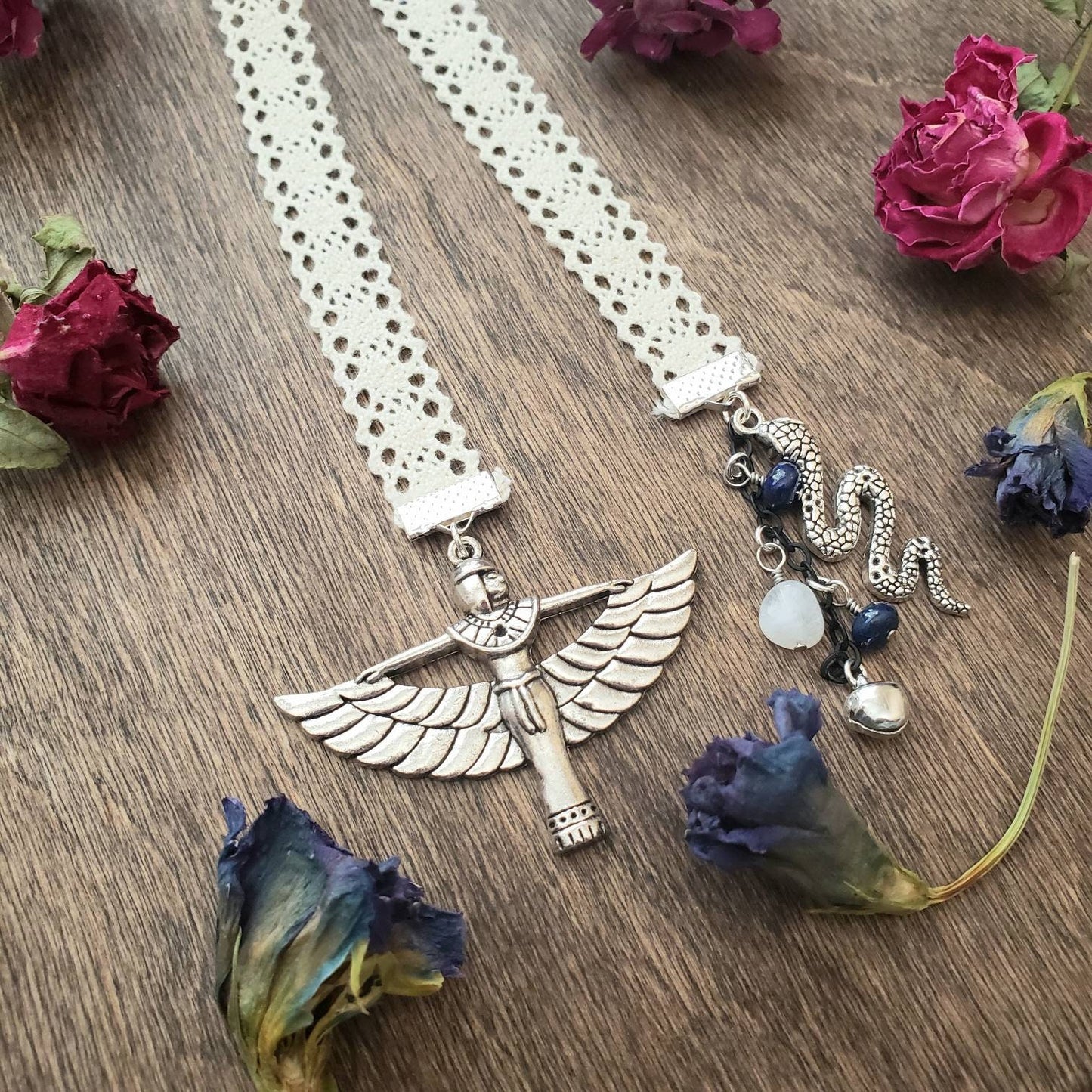 Grimoire Bookmark | Goddess Isis | Book of Shadows Bookmark | BOS bookmark | Witch book charm | journal dangle charms | Witch bells