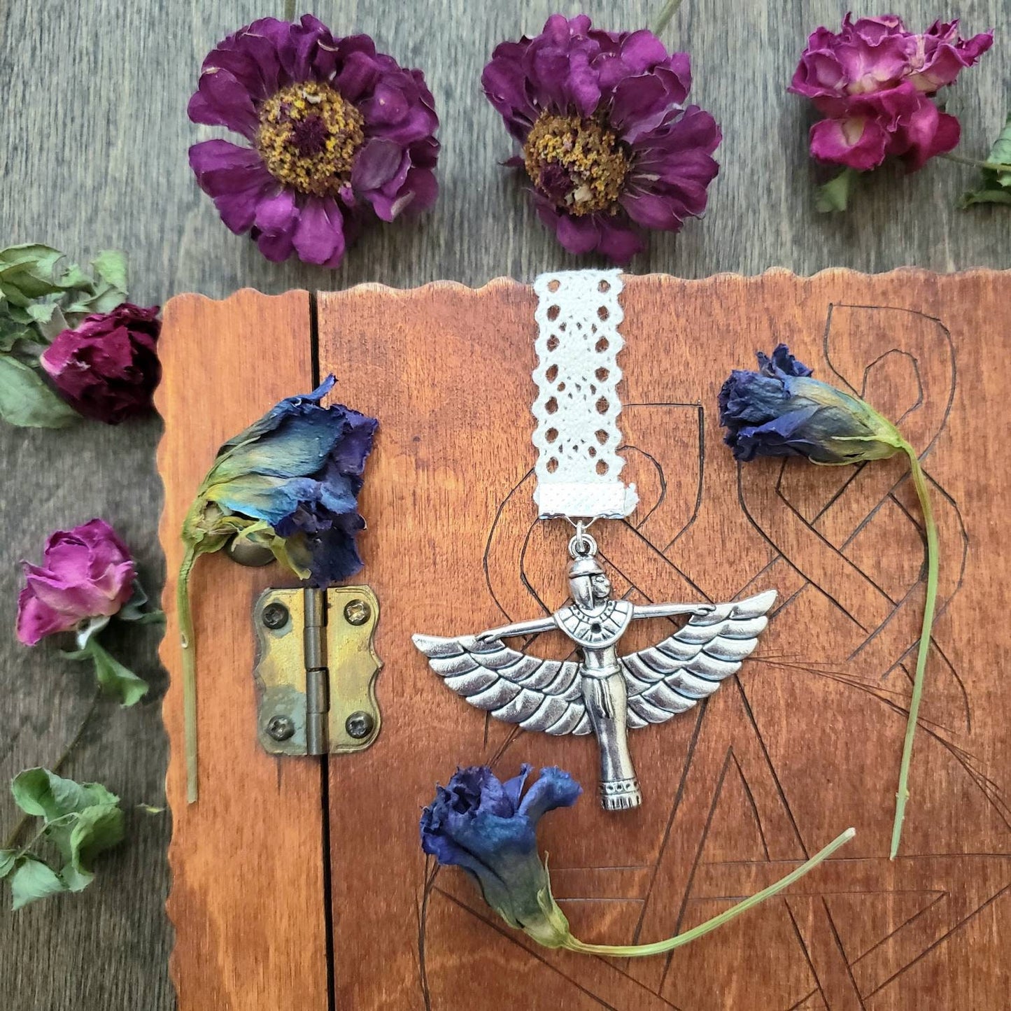 Grimoire Bookmark | Goddess Isis | Book of Shadows Bookmark | BOS bookmark | Witch book charm | journal dangle charms | Witch bells