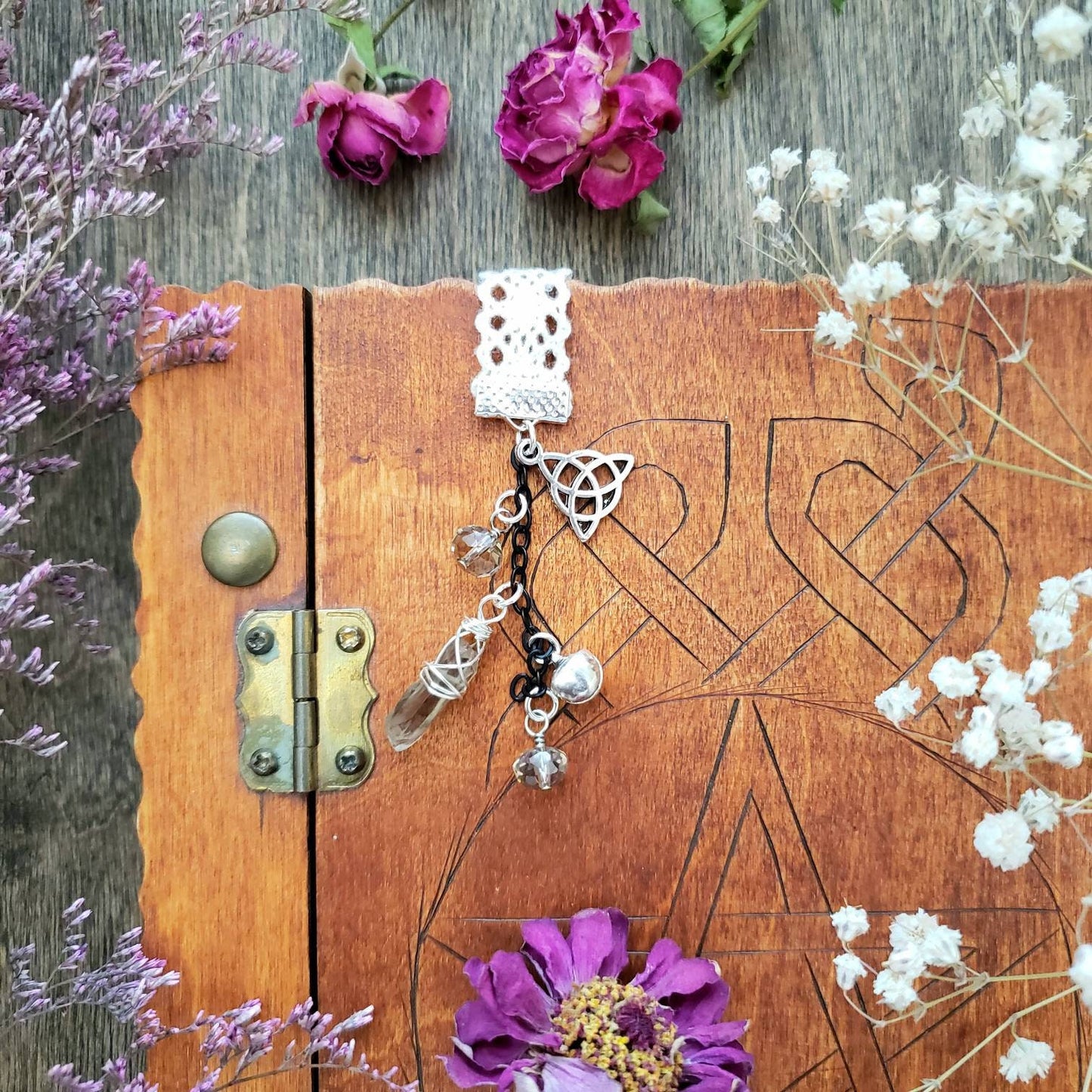 Grimoire Dragon Bookmark | Book of Shadows | Year of the Dragon | triquetra | BOS bookmark | Witch book charm | journal dangle | Witch bell