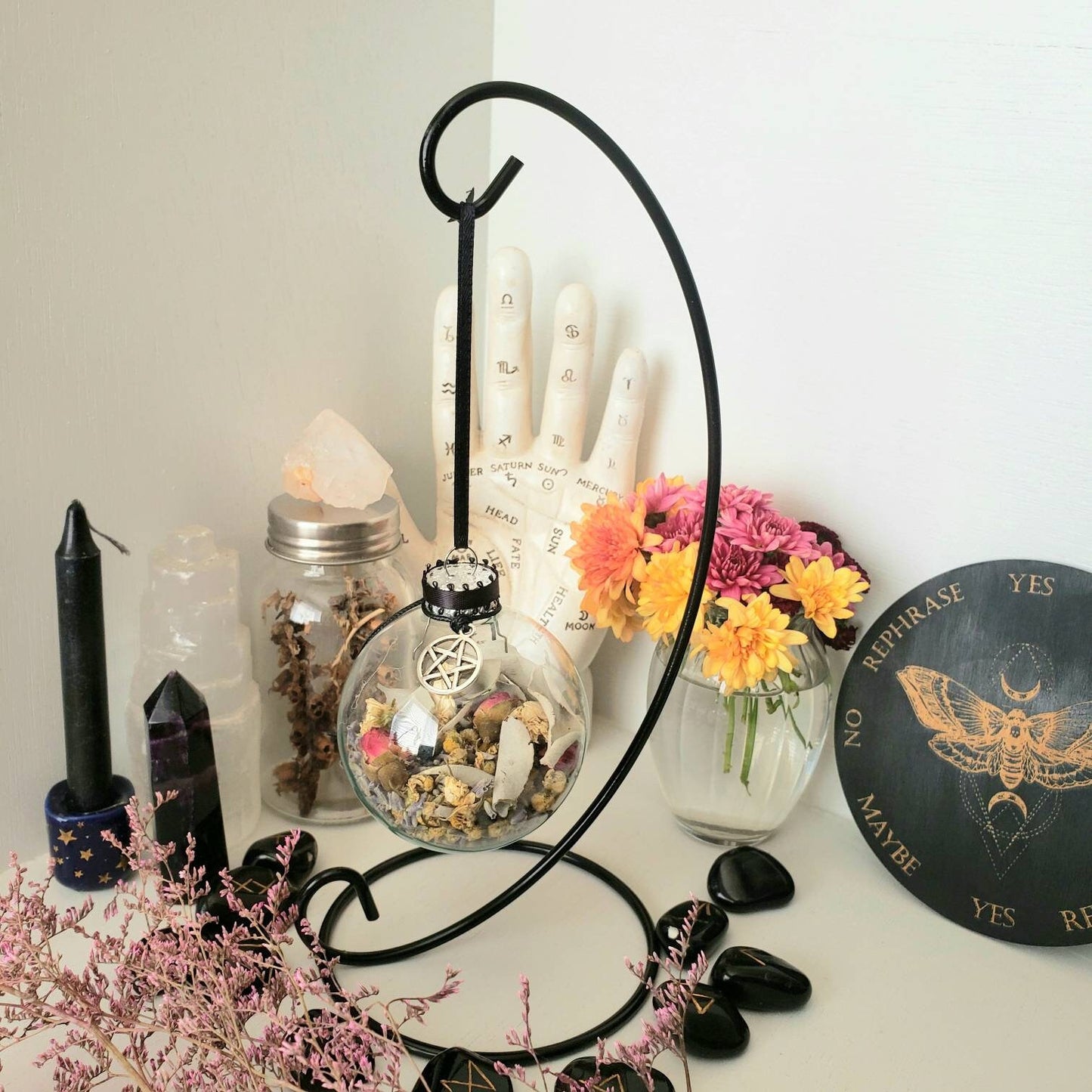 Witch Ball for Protection & hanger | house charm | round glass ornament | house warming gift | new home protection | ornament hanger