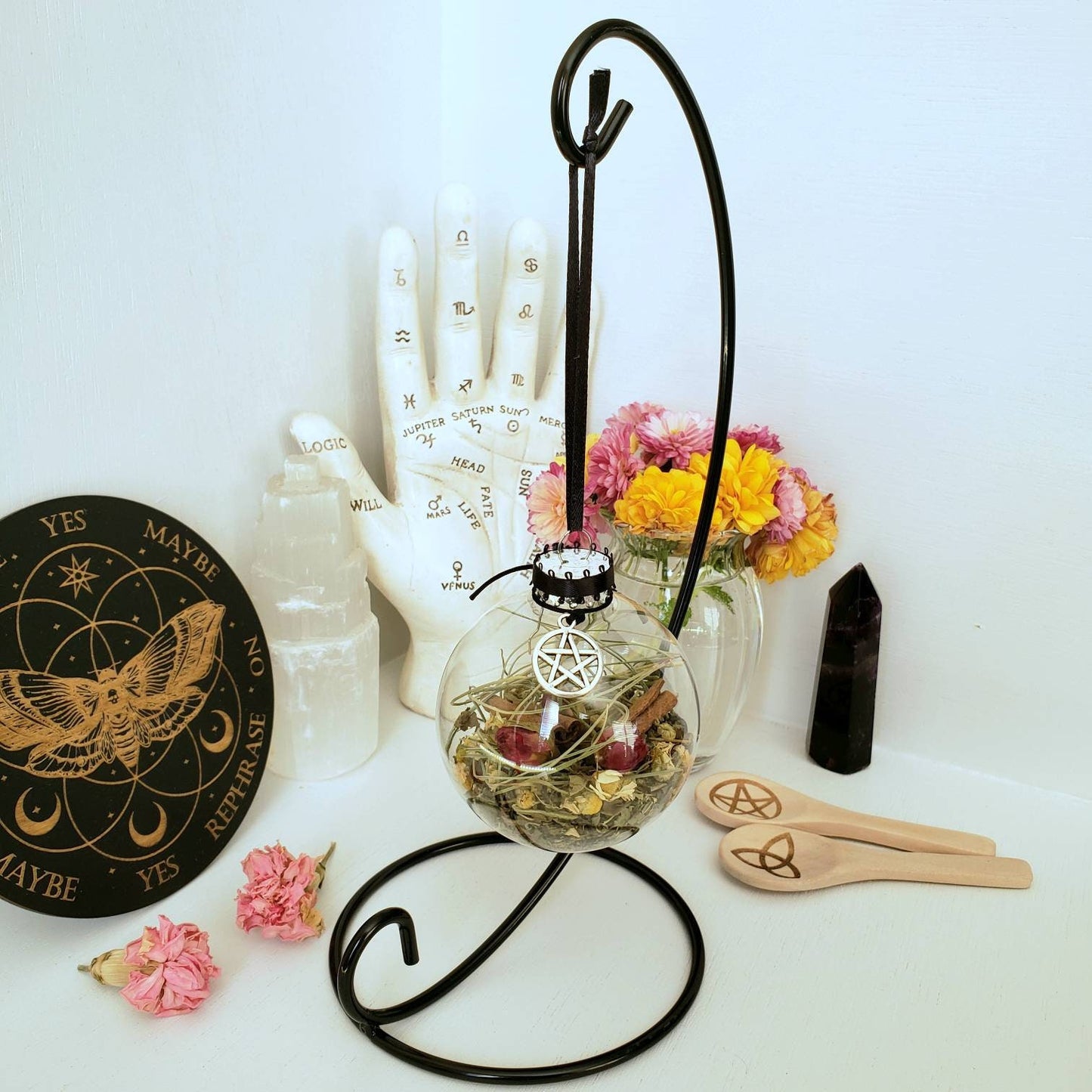 Witch Ball for Prosperity | house charm | round glass ornament | house warming gift | draw money | attract a job | ornament hanger