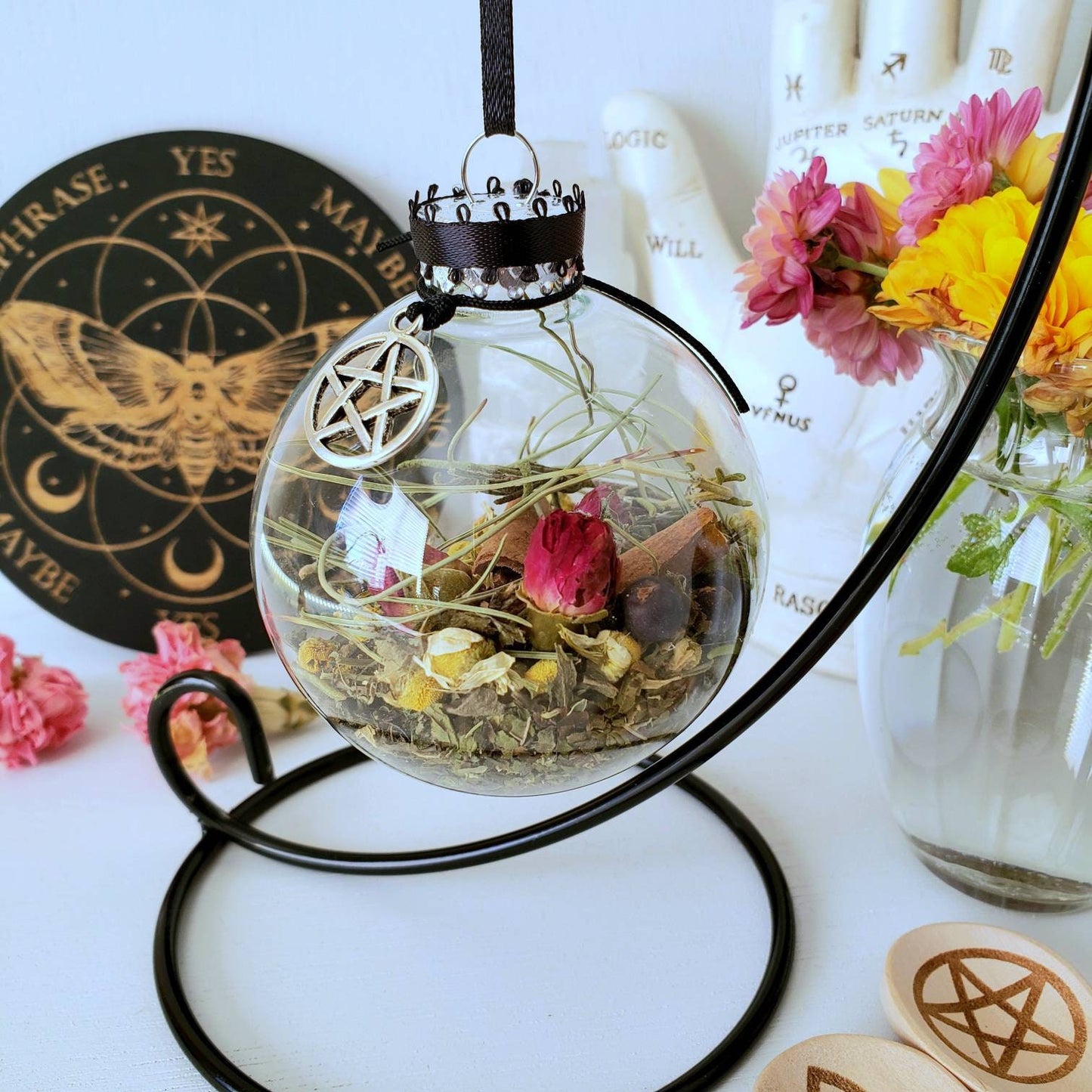 Witch Ball for Prosperity | house charm | round glass ornament | house warming gift | draw money | attract a job | ornament hanger
