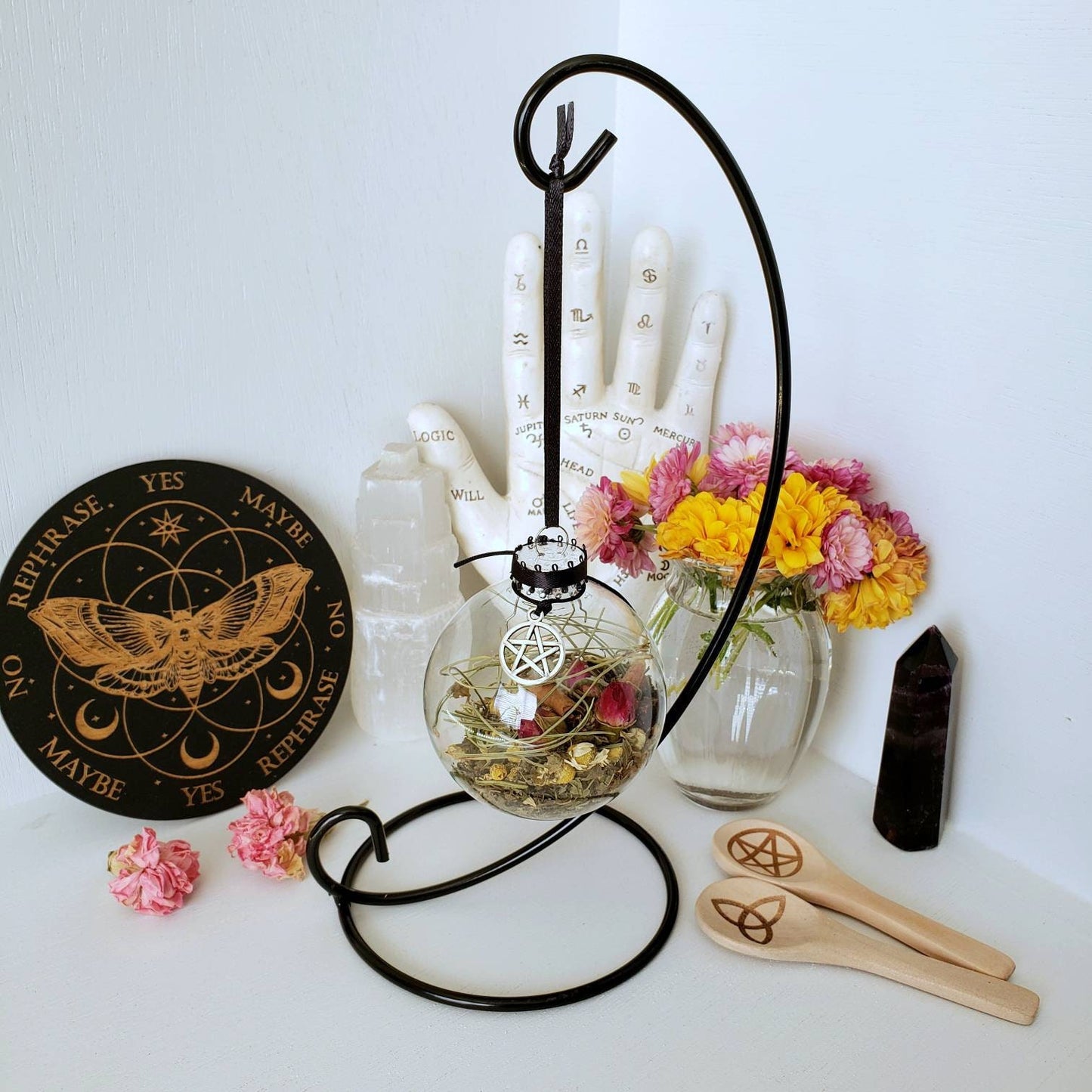 Witch Ball for Prosperity | house charm | round glass ornament | house warming gift | draw money | attract a job | ornament hanger