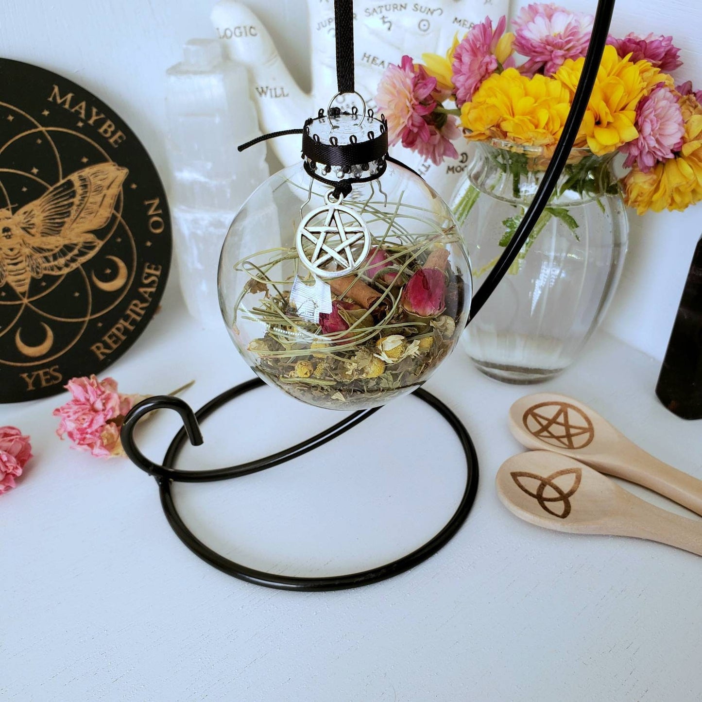 Witch Ball for Prosperity | house charm | round glass ornament | house warming gift | draw money | attract a job | ornament hanger
