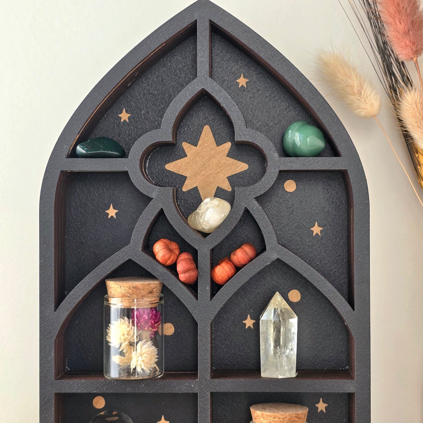 Wood Gothic Cathedral Shelf | Crystal Shelf | oddities display | crystal storage | crystal shelves