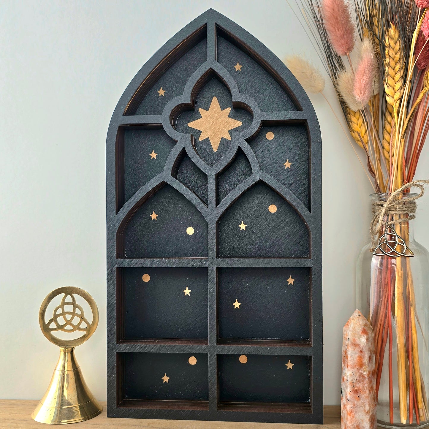 Wood Gothic Cathedral Shelf | Crystal Shelf | oddities display | crystal storage | crystal shelves
