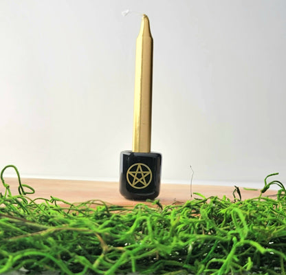 Gold Pentacle Chime Candle Holder