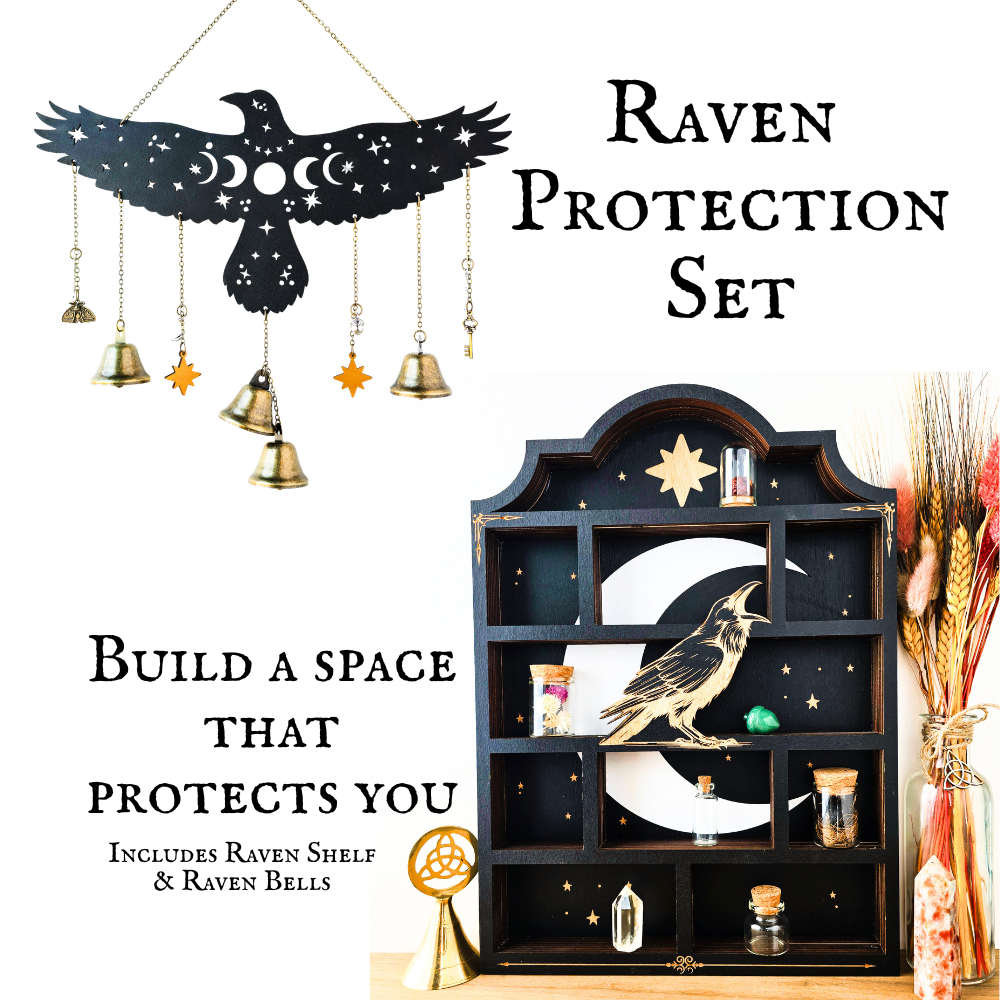 Wooden Raven Apothecary Shelf | Crystal Shelf | display | crystal storage | crystal shelves
