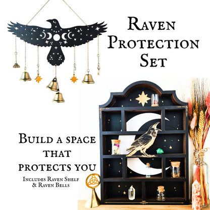 Wooden Raven Apothecary Shelf | Crystal Shelf | display | crystal storage | crystal shelves