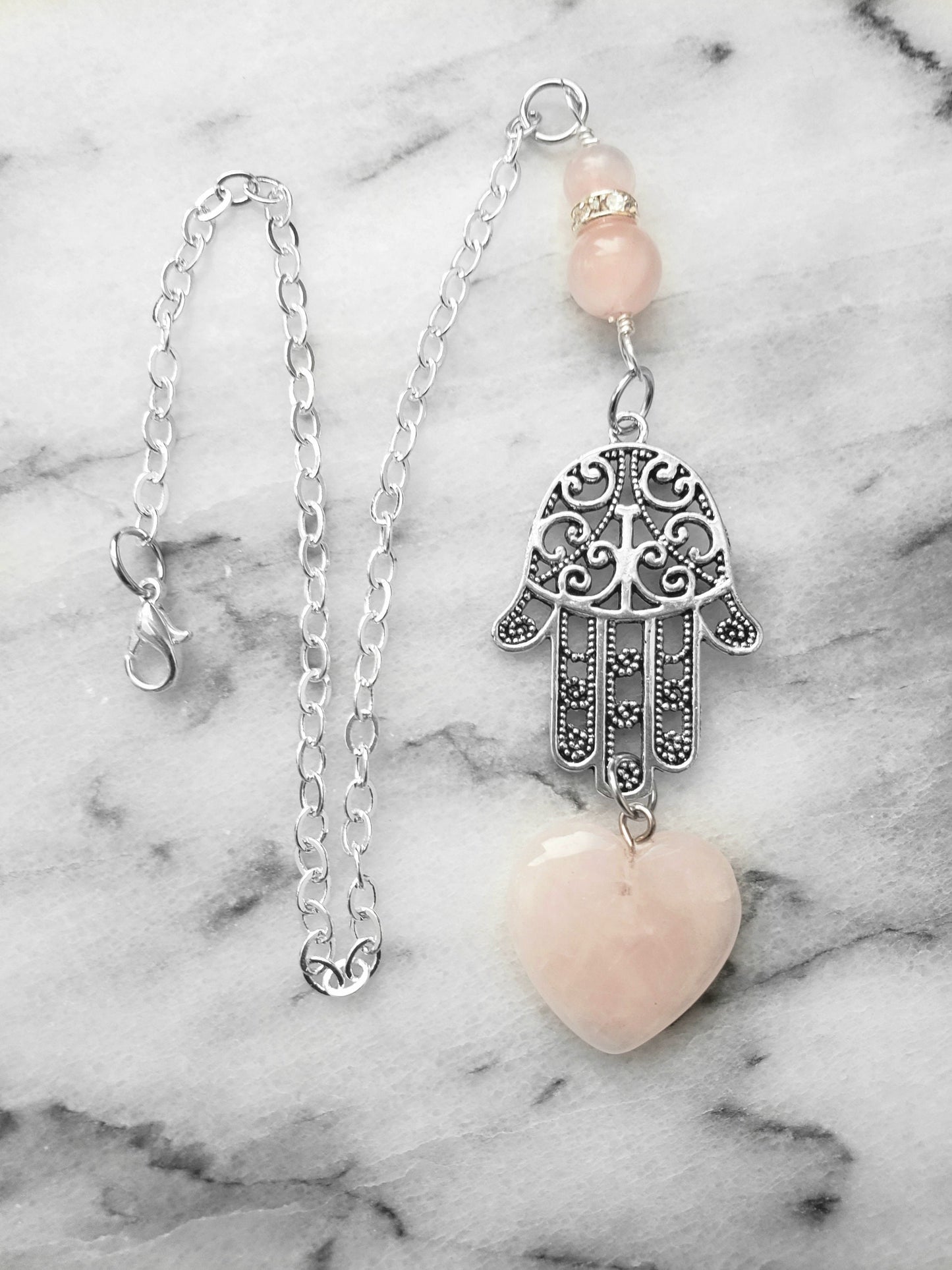 Hamsa Heart Rear view mirror charm - protection charm - Intention - Car Ornament - Car Accessory - window crystal hanger - mirror hanger