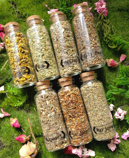 1.5 oz Dried herb vials | Herbal Bottles | Witchcraft herbs | herbal tea | Magic supplies | Witches Apothecary Bottle