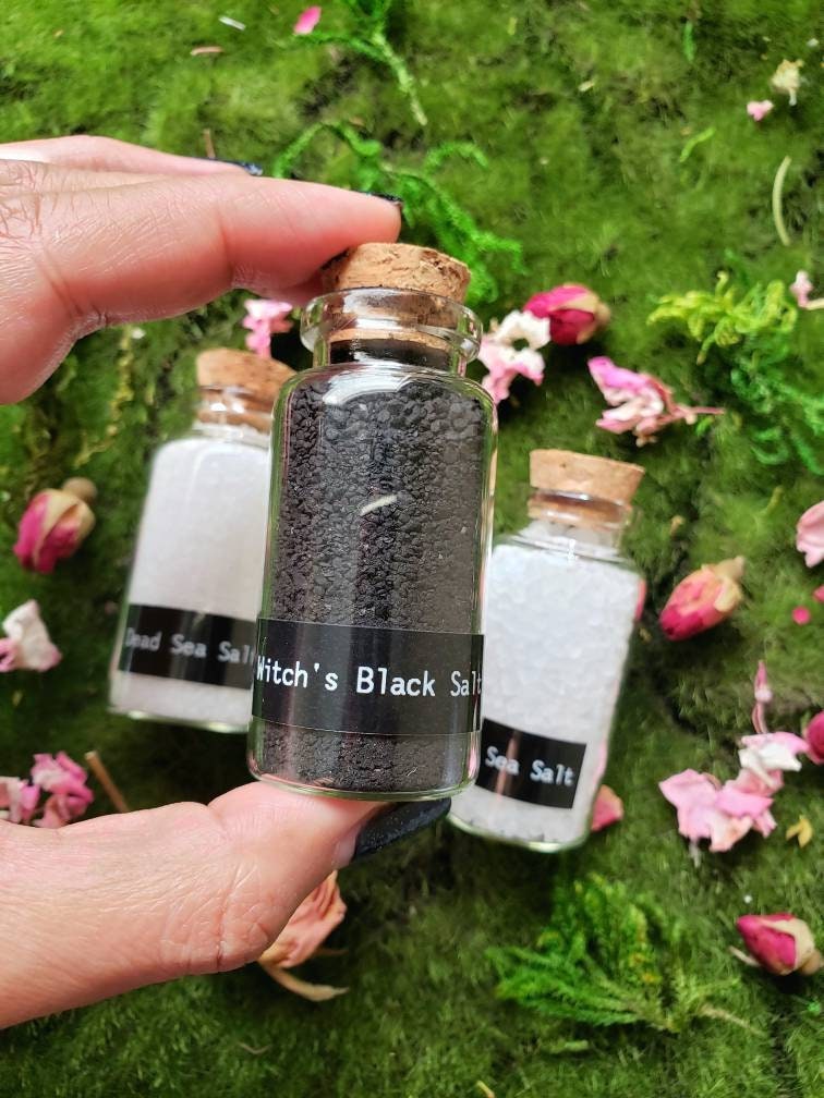 Black Salt | Ritual Salt | Witch Salt | Dead Sea Salt | Protection | Witches Apothecary Bottle