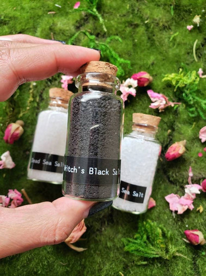 Black Salt | Ritual Salt | Witch Salt | Dead Sea Salt | Protection | Witches Apothecary Bottle