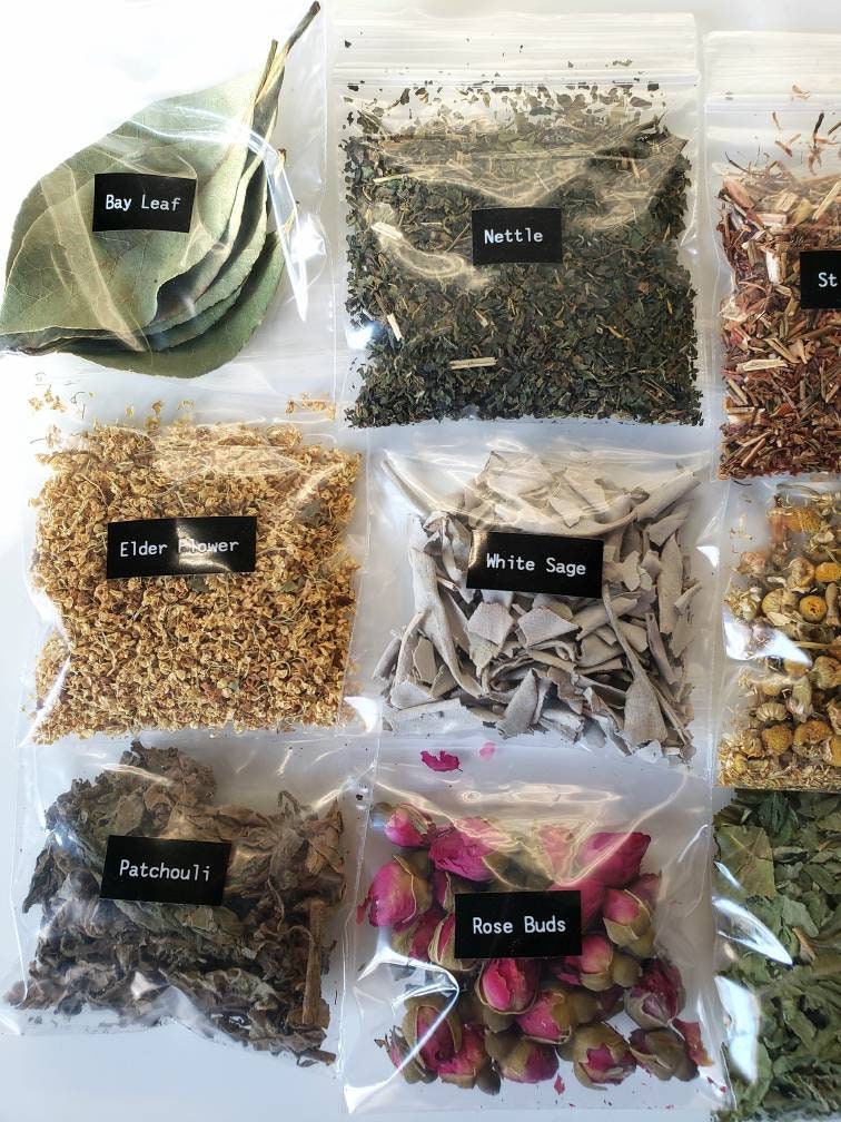 Herb Starter kit | witchcraft herbs | Apothecary Bottles | Flower petals |Witch Protection herbs | witchcraft spell supply | witchcraft