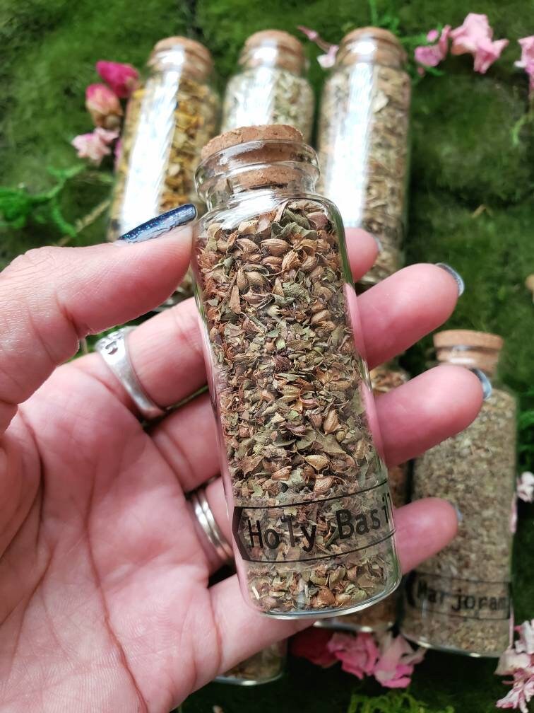 1.5 oz Dried herb vials | Herbal Bottles | Witchcraft herbs | herbal tea | Magic supplies | Witches Apothecary Bottle