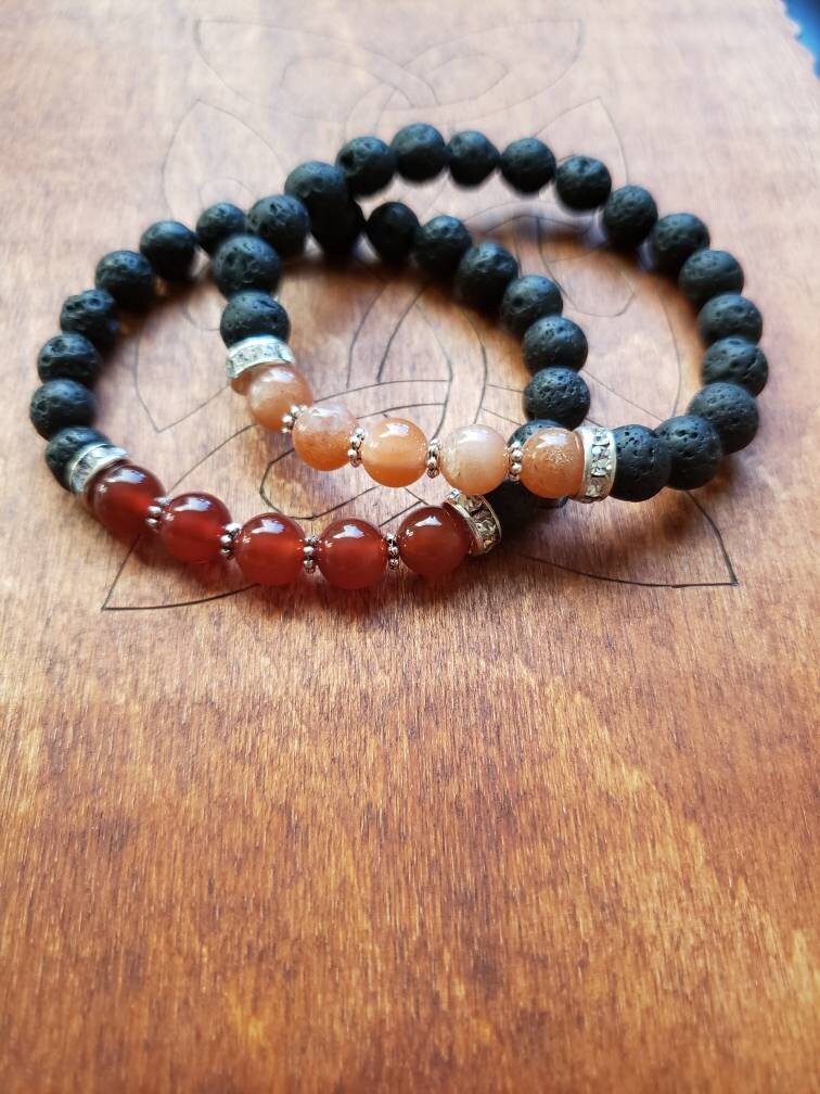 Sacral Chakra bracelet | aromatherapy diffuser | lava beads