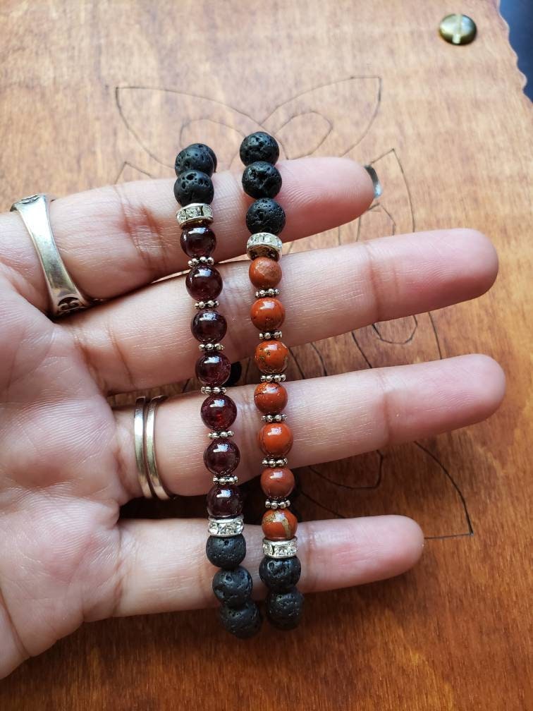 Root Chakra bracelet | aromatherapy diffuser | lava beads