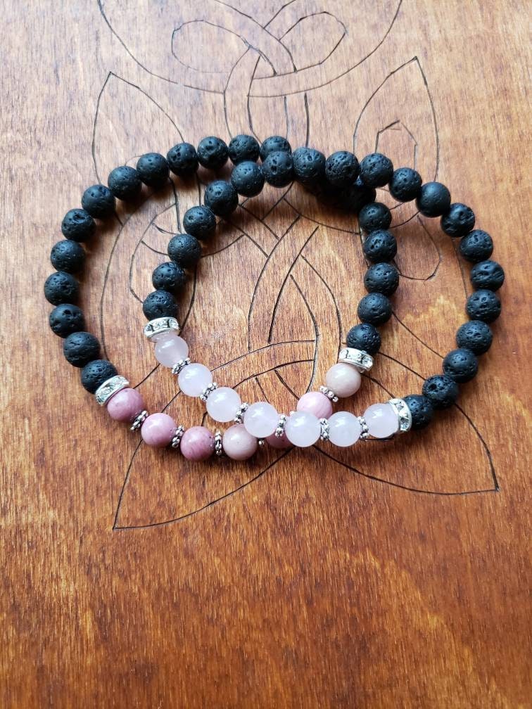 Heart Chakra bracelet | aromatherapy diffuser | lava beads