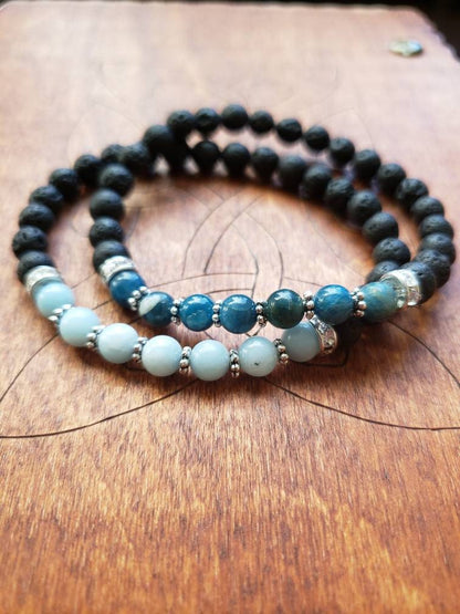 Throat Chakra bracelet | aromatherapy diffuser | lava beads