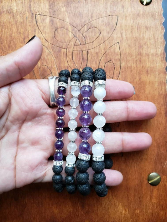 Crown Chakra bracelet | aromatherapy diffuser | lava beads