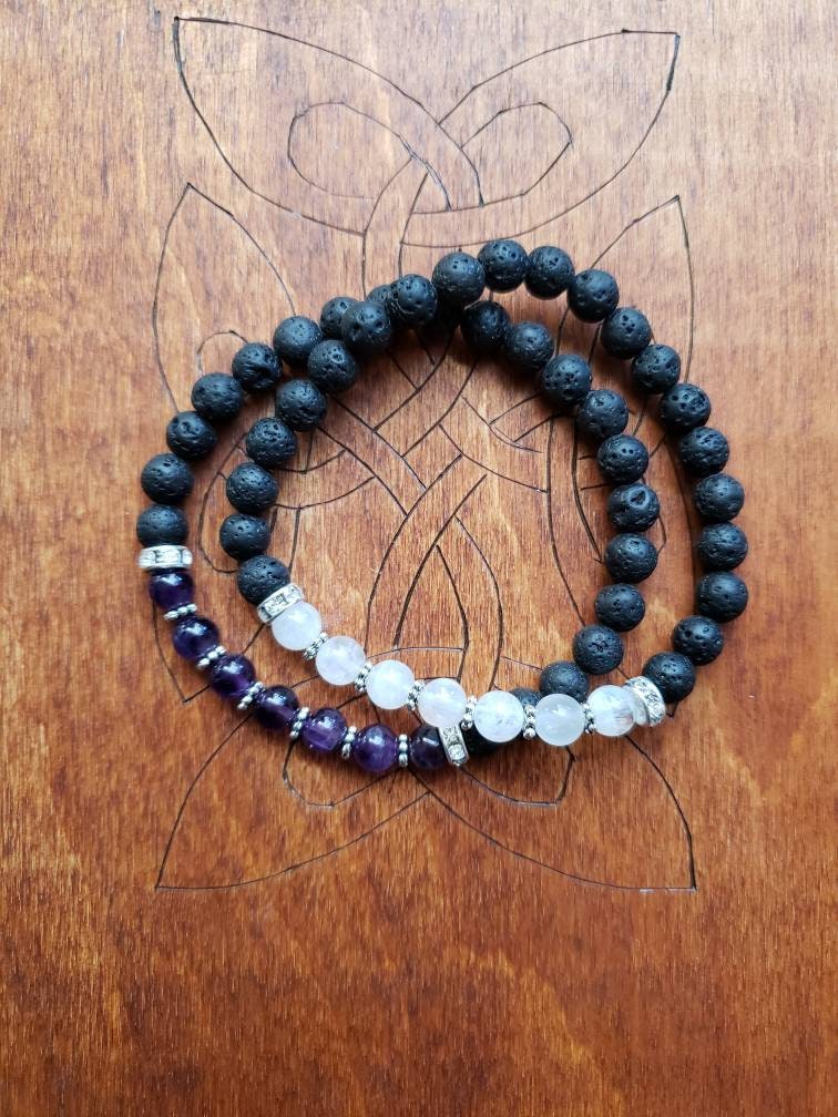 Crown Chakra bracelet | aromatherapy diffuser | lava beads