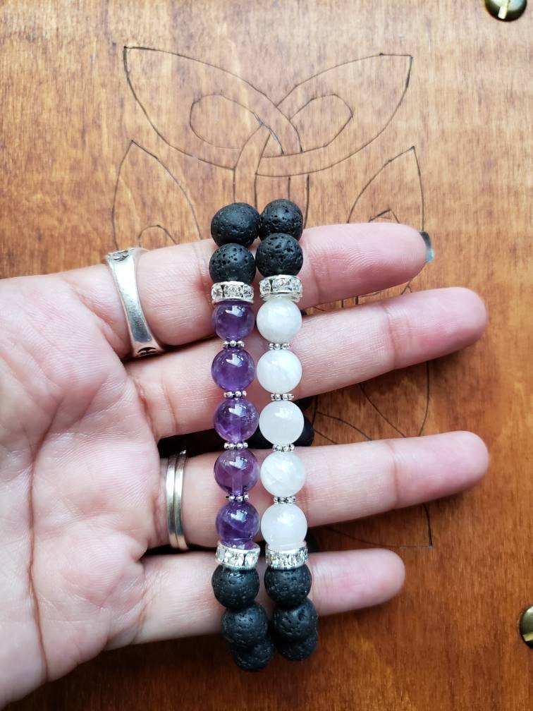 Crown Chakra bracelet | aromatherapy diffuser | lava beads