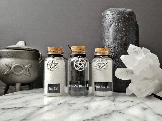 Ritual Salt | Witch Salt | Black Salt | Black Salt | Dead Sea Salt | Protection | Witches Apothecary Bottle