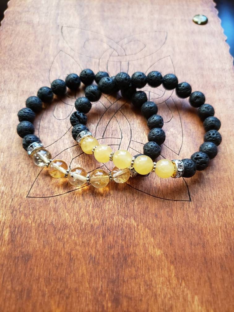 Solar Plexus Chakra bracelet | aromatherapy diffuser | lava beads