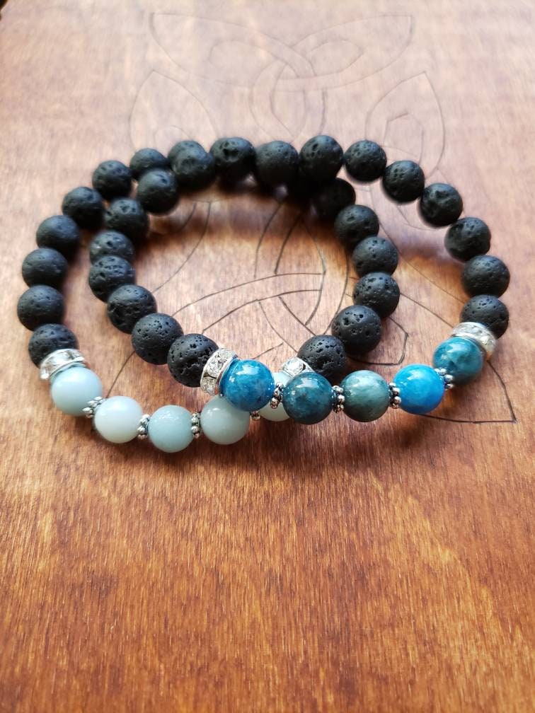 Throat Chakra bracelet | aromatherapy diffuser | lava beads