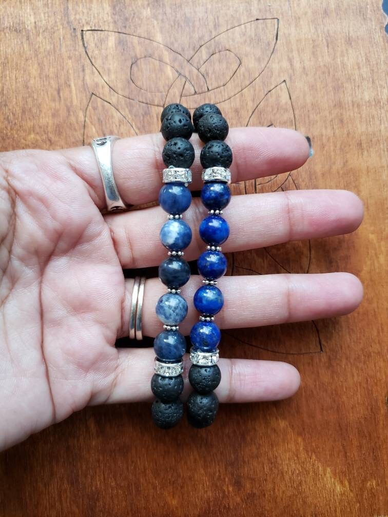 Third Eye Chakra bracelet | aromatherapy diffuser | lava beads