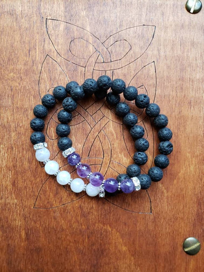 Crown Chakra bracelet | aromatherapy diffuser | lava beads