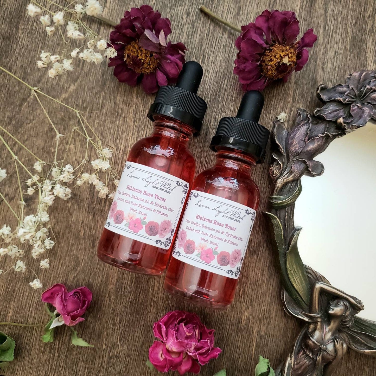 Hibiscus Rose face toner | Rose water | Hibiscus flower infused witch hazel