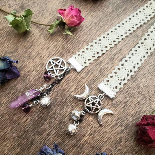 Grimoire Bookmark | Book of Shadows Bookmark | BOS bookmark | Witch book charm | journal dangle charms  | Witch bells