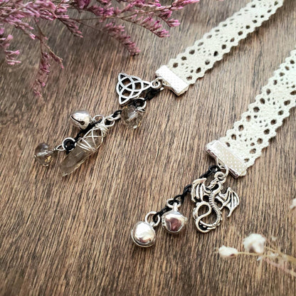 Grimoire Dragon Bookmark | Book of Shadows | Year of the Dragon | triquetra | BOS bookmark | Witch book charm | journal dangle  | Witch bell