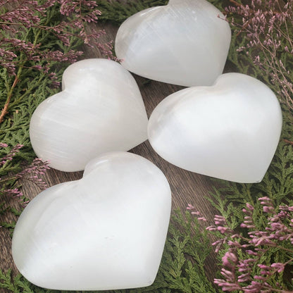 Selenite Heart Crystal | Grid Gemstone | Natural Gemstones | Meditation | Crystal Grids | Magick | Altar Tool |