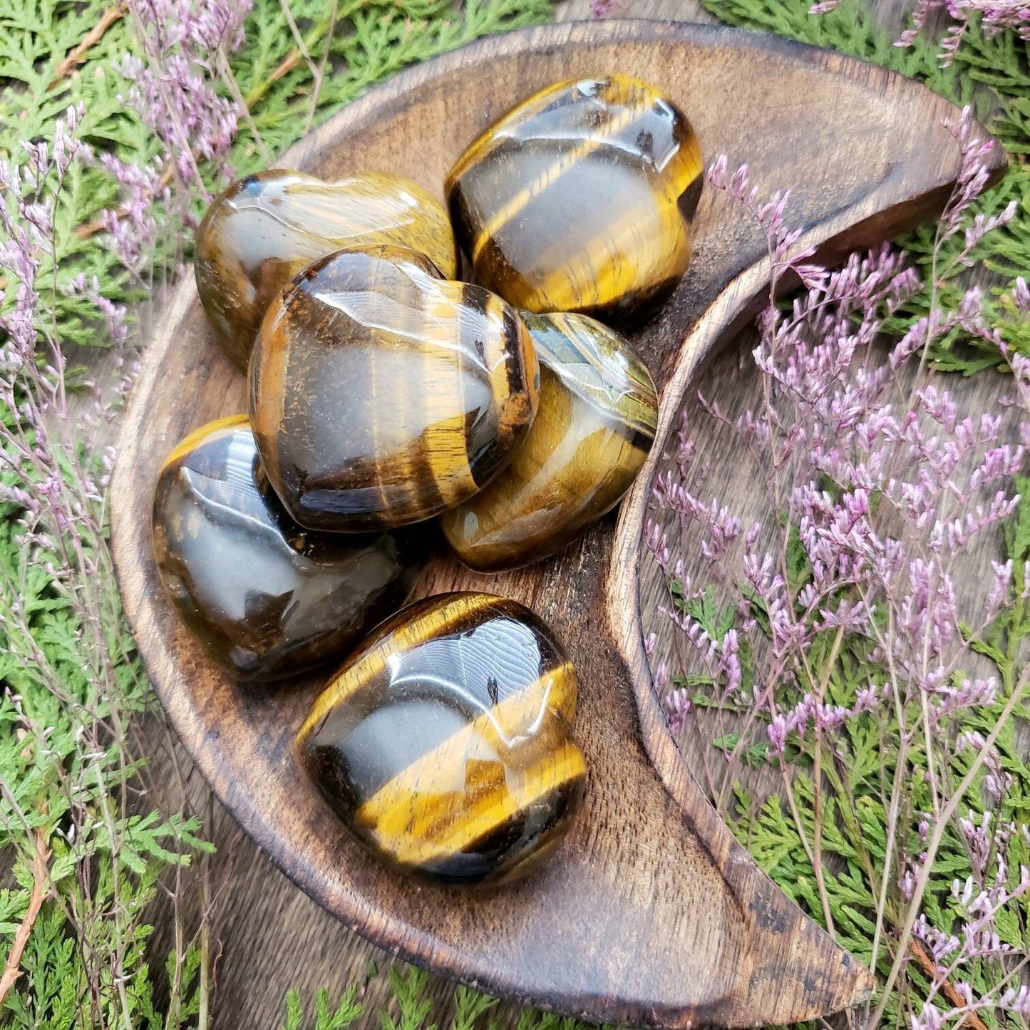 Tiger Eye Heart Crystal | Grid Gemstone | Natural Gemstones | Meditation | Crystal Grids | Magick | Altar Tool |