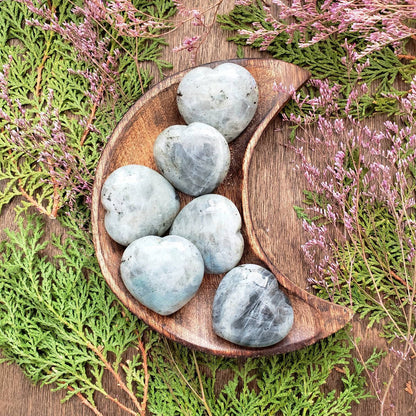 Labradorite Puffy Heart Crystal | Grid Gemstone | Natural Gemstones | Meditation | Crystal Grids | Magick | Altar Tool |