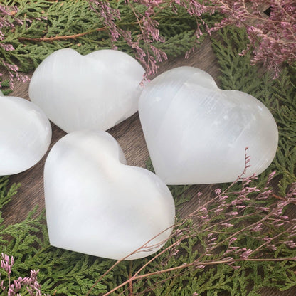 Selenite Heart Crystal | Grid Gemstone | Natural Gemstones | Meditation | Crystal Grids | Magick | Altar Tool |