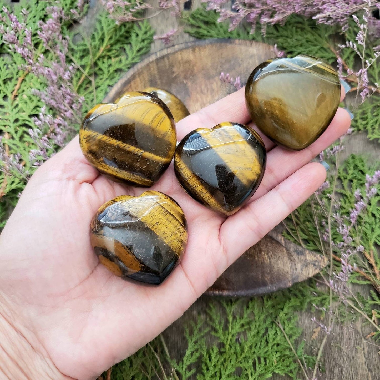 Tiger Eye Heart Crystal | Grid Gemstone | Natural Gemstones | Meditation | Crystal Grids | Magick | Altar Tool |