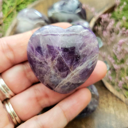 Amethyst Puffy Heart Crystal | Grid Gemstone | Natural Gemstones | Meditation | Crystal Grids | Magick | Altar Tool |