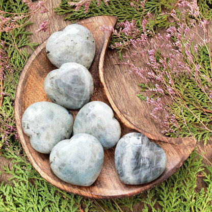 Labradorite Puffy Heart Crystal | Grid Gemstone | Natural Gemstones | Meditation | Crystal Grids | Magick | Altar Tool |