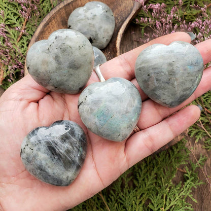 Labradorite Puffy Heart Crystal | Grid Gemstone | Natural Gemstones | Meditation | Crystal Grids | Magick | Altar Tool |